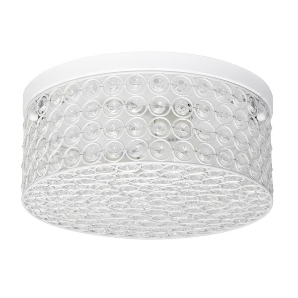 Iluminando 12 Inch Elipse Crystal 2 Light Round Ceiling Flush Mountw/#44;White IL2751436 - main